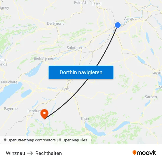 Winznau to Rechthalten map