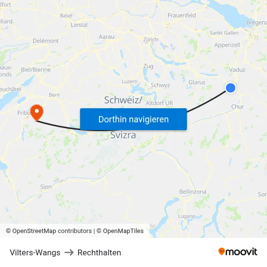 Vilters-Wangs to Rechthalten map