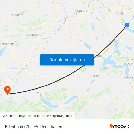 Erlenbach (Zh) to Rechthalten map