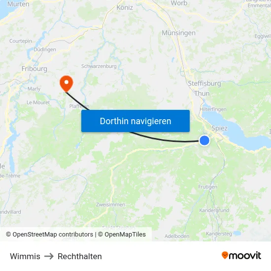 Wimmis to Rechthalten map