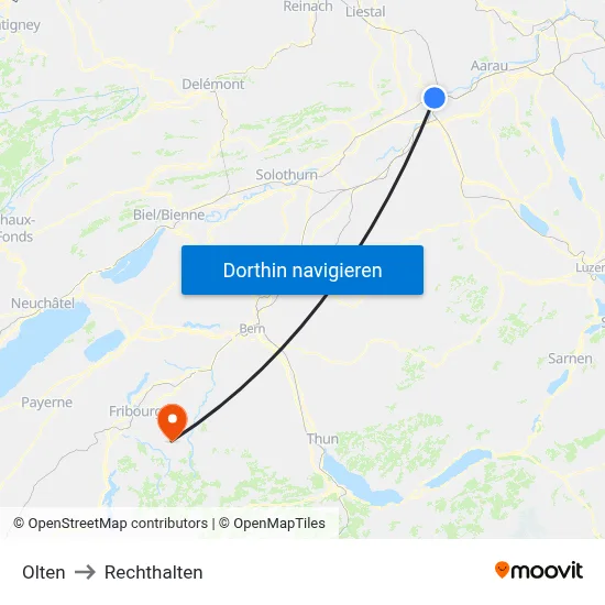 Olten to Rechthalten map