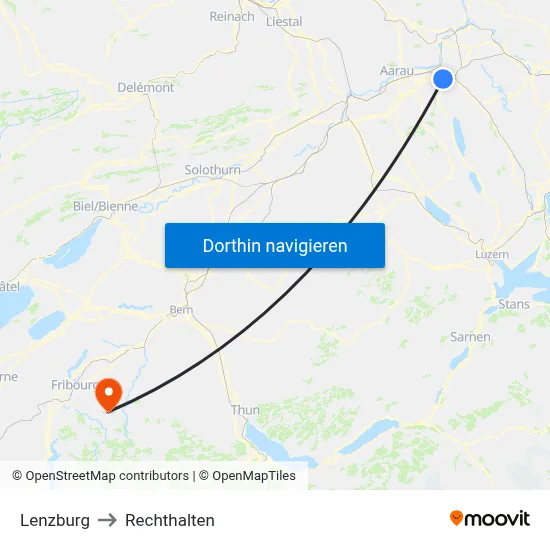 Lenzburg to Rechthalten map