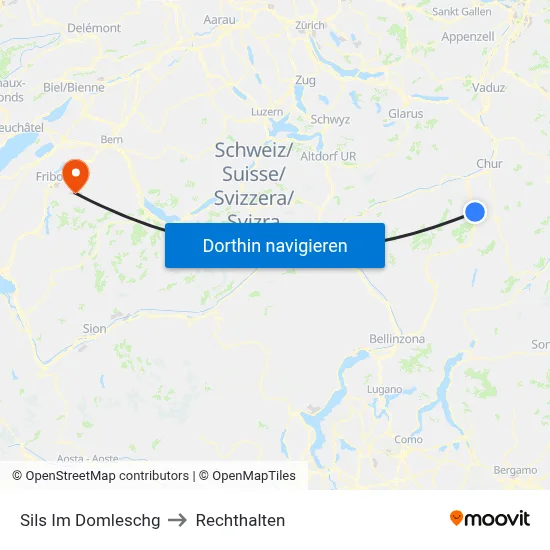 Sils Im Domleschg to Rechthalten map
