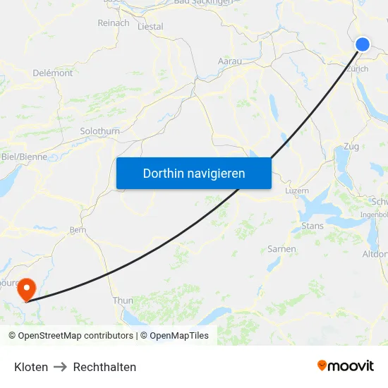 Kloten to Rechthalten map