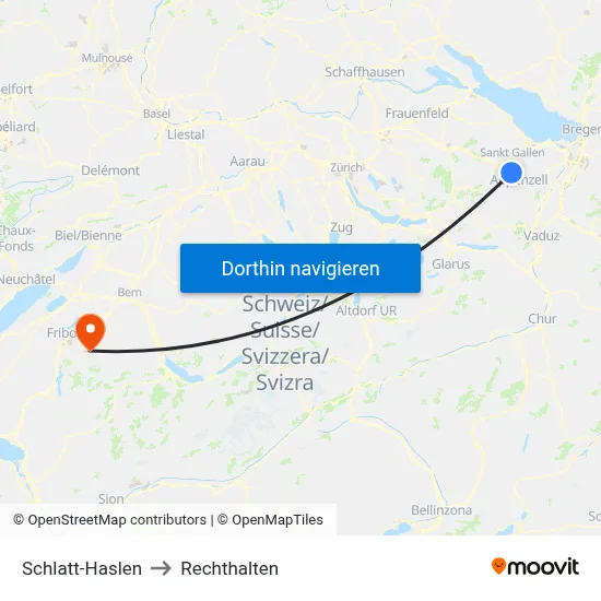 Schlatt-Haslen to Rechthalten map