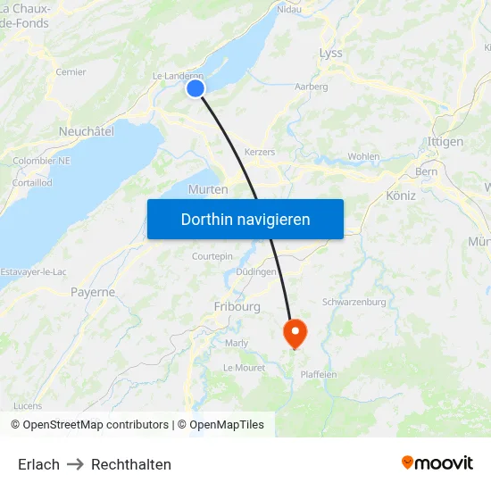 Erlach to Rechthalten map