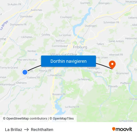 La Brillaz to Rechthalten map