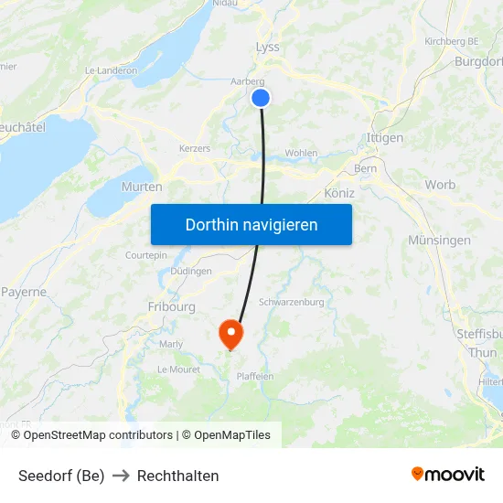 Seedorf (Be) to Rechthalten map