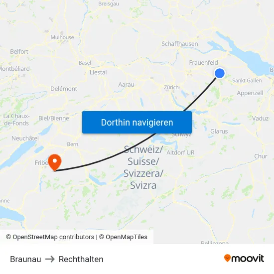 Braunau to Rechthalten map