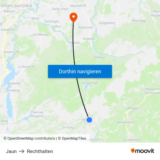 Jaun to Rechthalten map