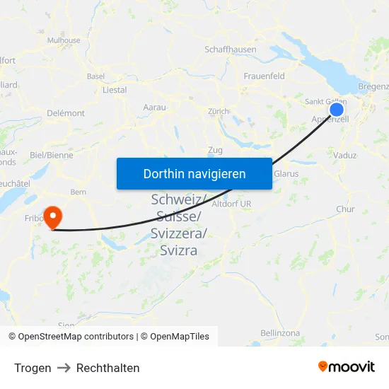 Trogen to Rechthalten map