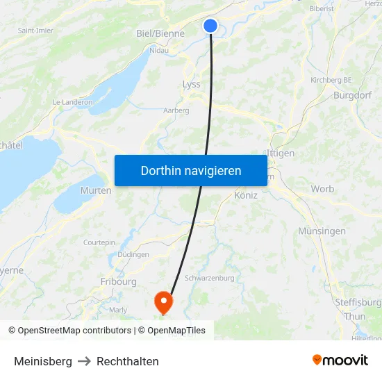 Meinisberg to Rechthalten map