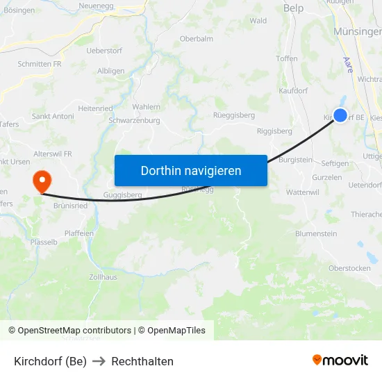 Kirchdorf (Be) to Rechthalten map