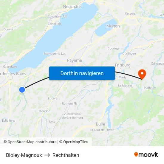 Bioley-Magnoux to Rechthalten map