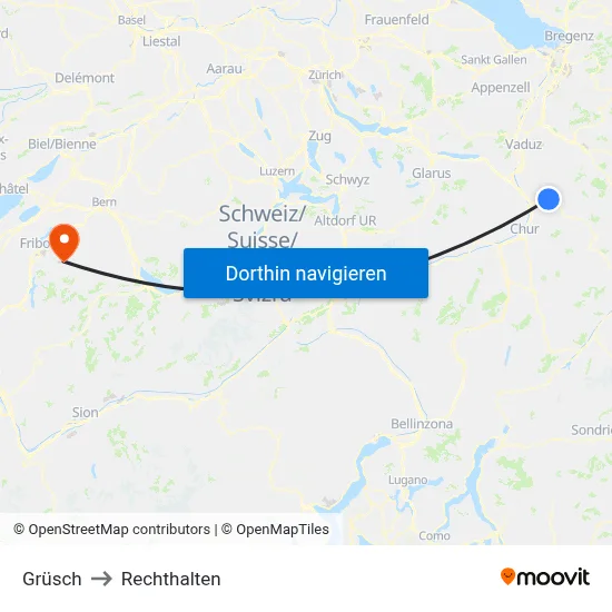 Grüsch to Rechthalten map