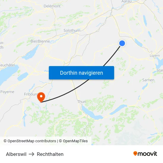 Alberswil to Rechthalten map