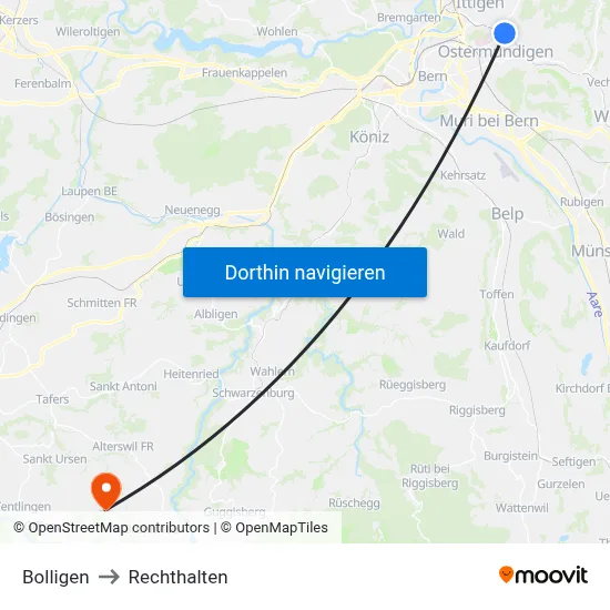 Bolligen to Rechthalten map