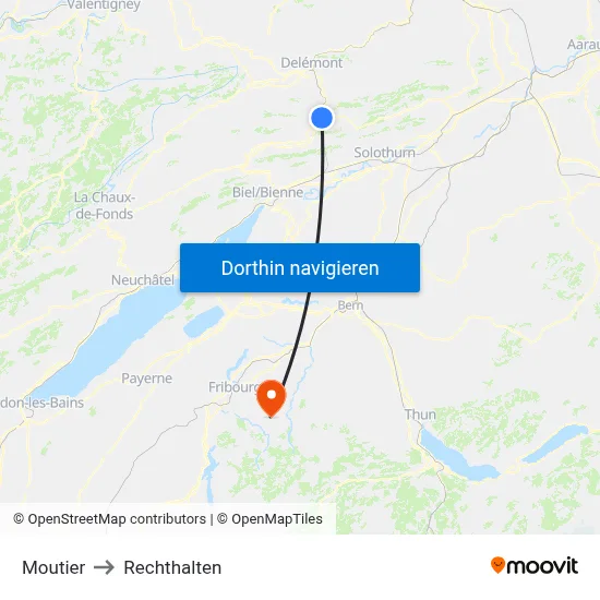 Moutier to Rechthalten map