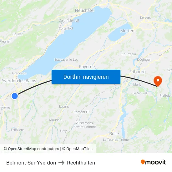 Belmont-Sur-Yverdon to Rechthalten map