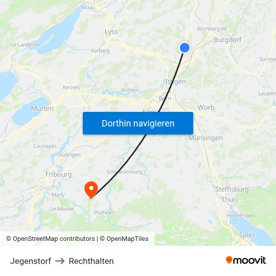 Jegenstorf to Rechthalten map