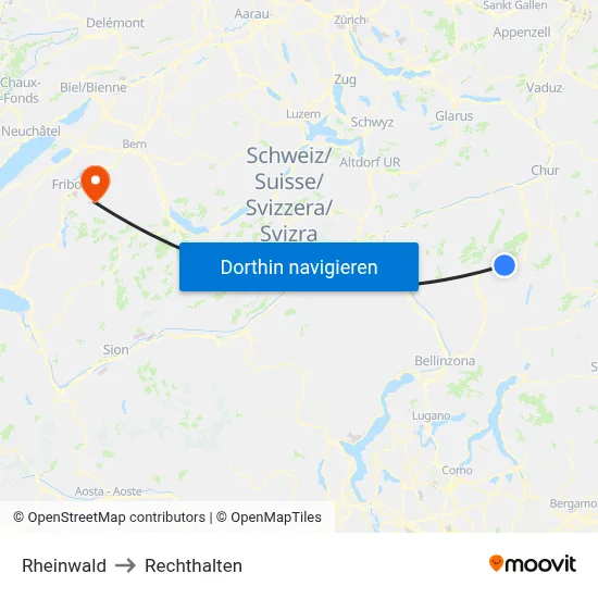 Rheinwald to Rechthalten map