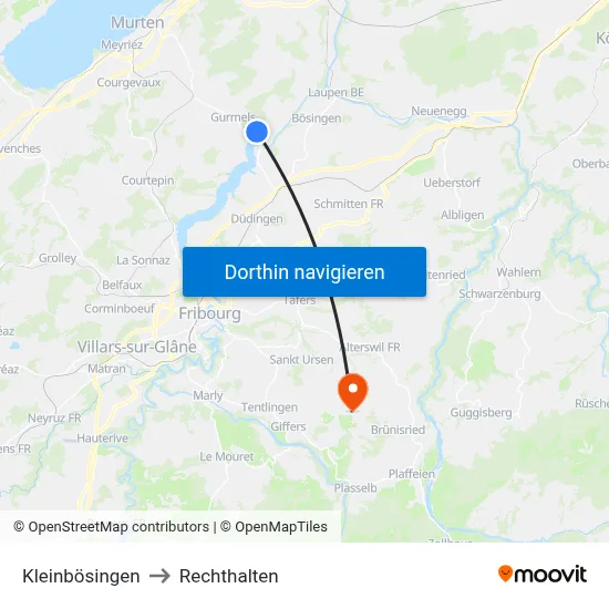 Kleinbösingen to Rechthalten map