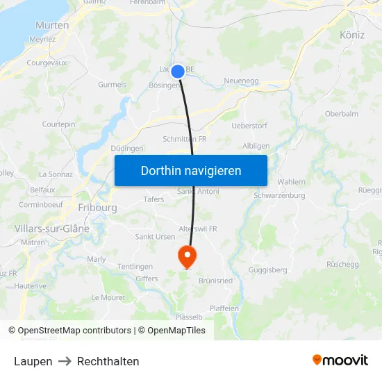 Laupen to Rechthalten map
