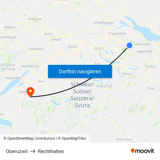 Oberuzwil to Rechthalten map
