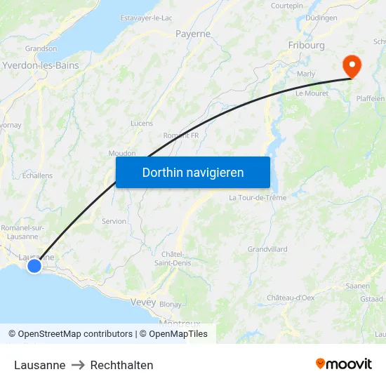 Lausanne to Rechthalten map