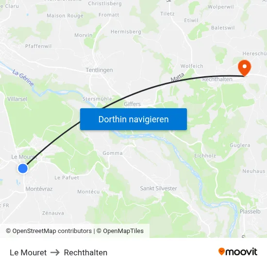 Le Mouret to Rechthalten map
