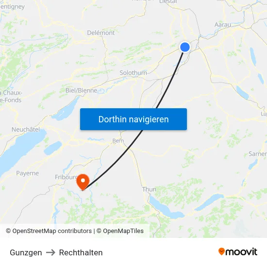 Gunzgen to Rechthalten map
