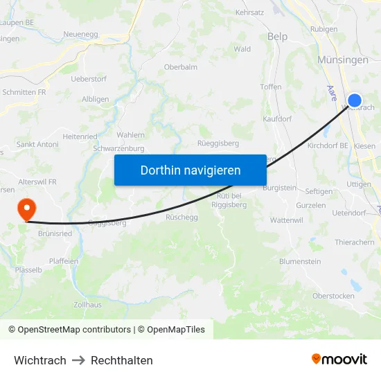 Wichtrach to Rechthalten map