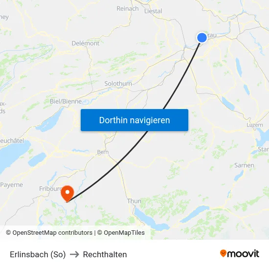 Erlinsbach (So) to Rechthalten map