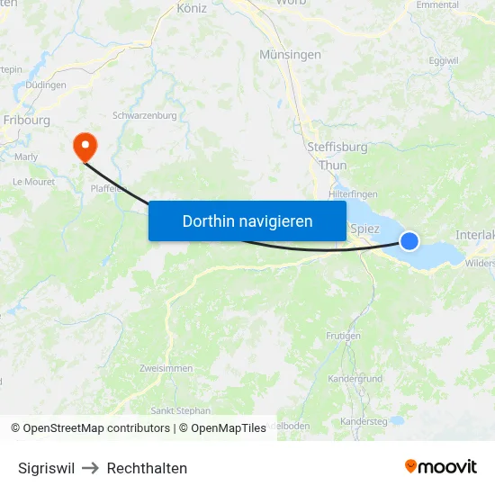 Sigriswil to Rechthalten map