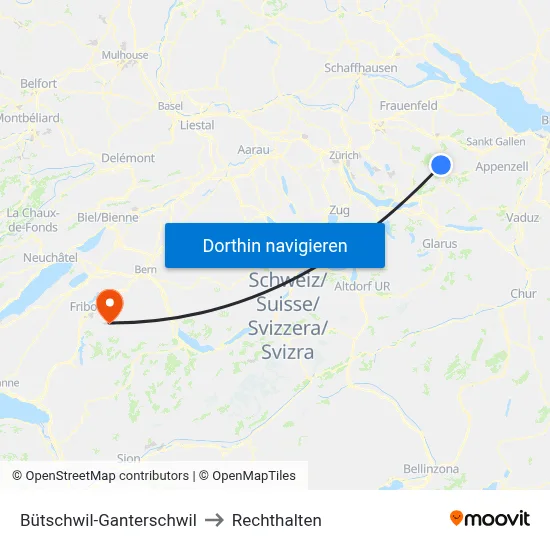 Bütschwil-Ganterschwil to Rechthalten map