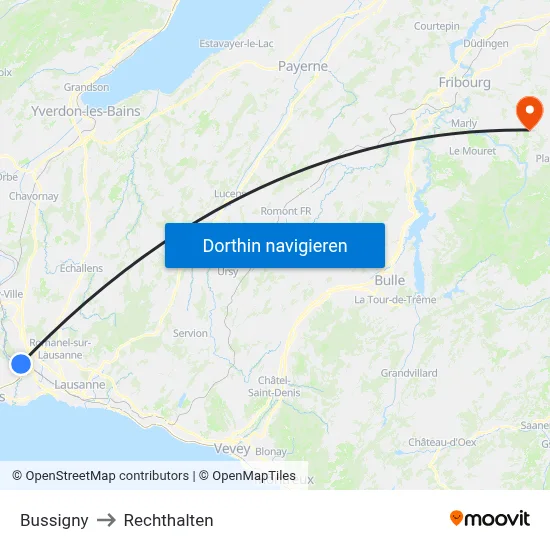 Bussigny to Rechthalten map