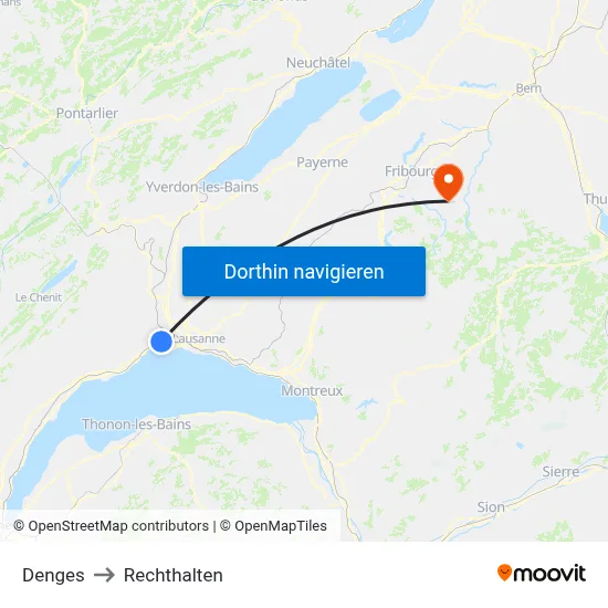 Denges to Rechthalten map