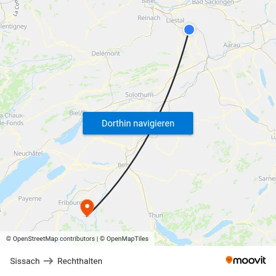 Sissach to Rechthalten map