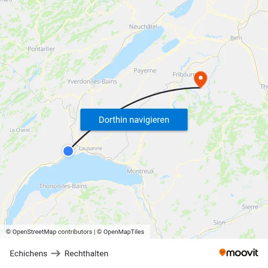 Echichens to Rechthalten map