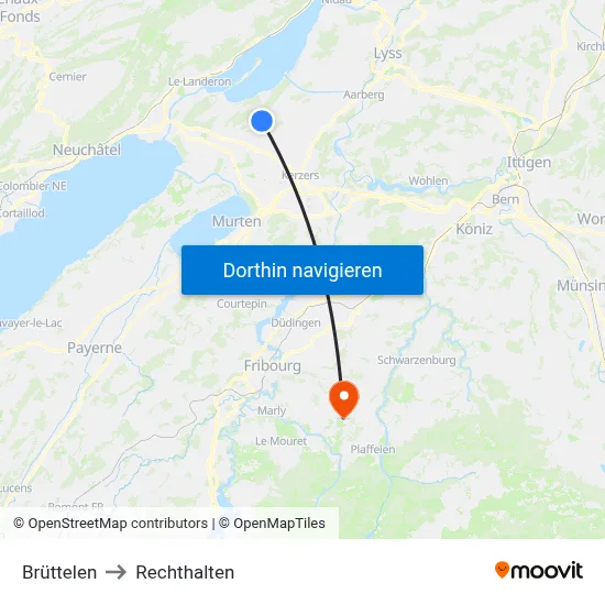 Brüttelen to Rechthalten map