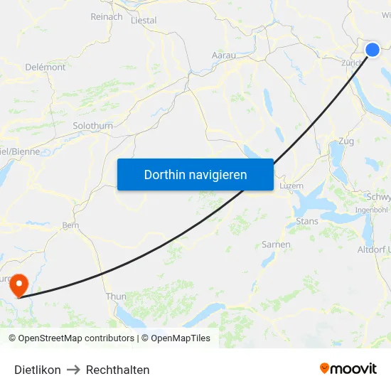 Dietlikon to Rechthalten map