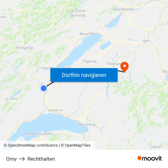 Orny to Rechthalten map