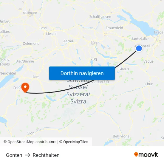 Gonten to Rechthalten map