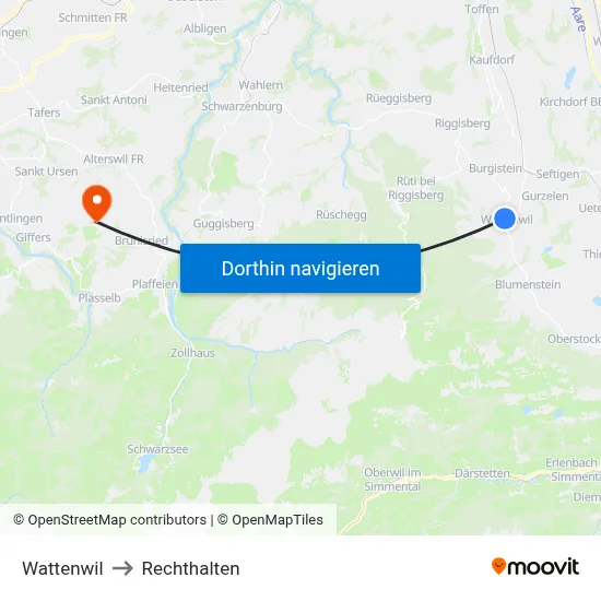 Wattenwil to Rechthalten map