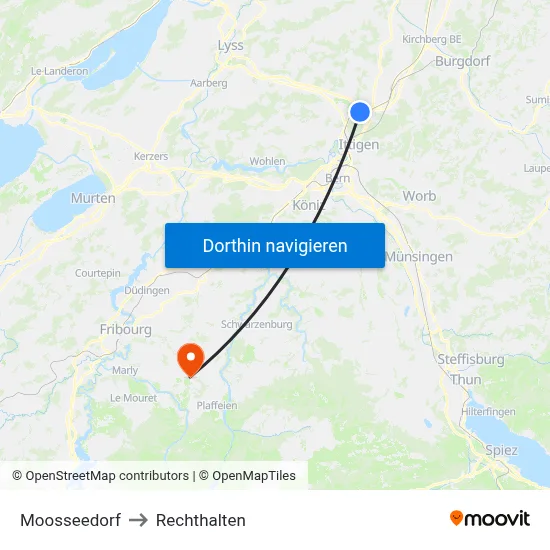 Moosseedorf to Rechthalten map