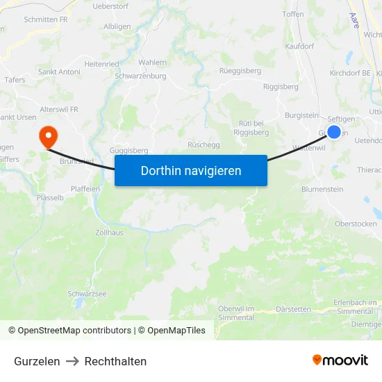 Gurzelen to Rechthalten map
