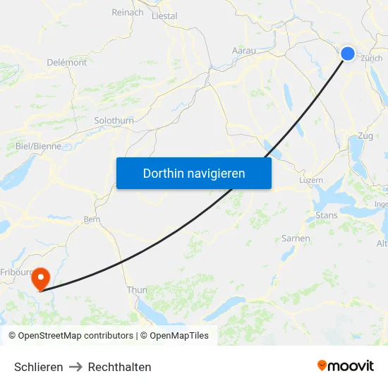 Schlieren to Rechthalten map