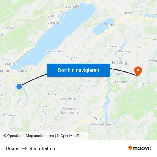 Ursins to Rechthalten map