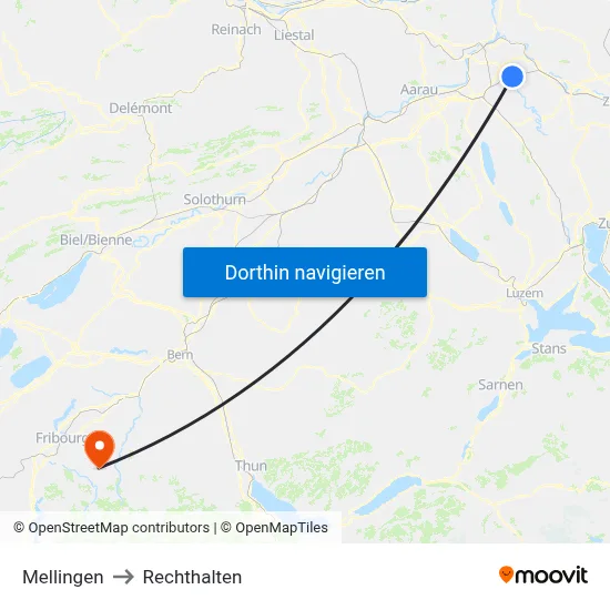 Mellingen to Rechthalten map