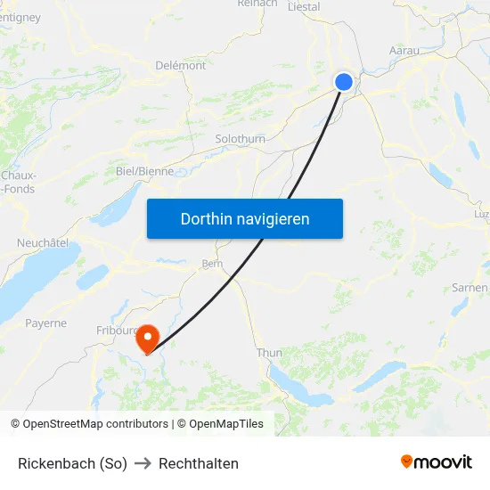 Rickenbach (So) to Rechthalten map